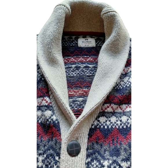 Men's Shawl Collar Cardigan with Patterned Design - Picture 4 of 7